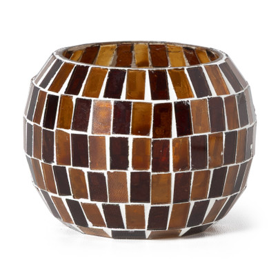 Waxinelichthouder mozaiek – bruin – ø8×6.5 cm